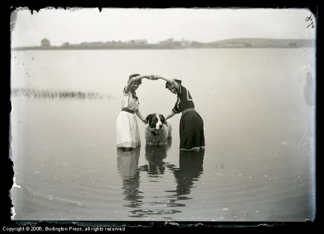 Two Girls And Dog 1887